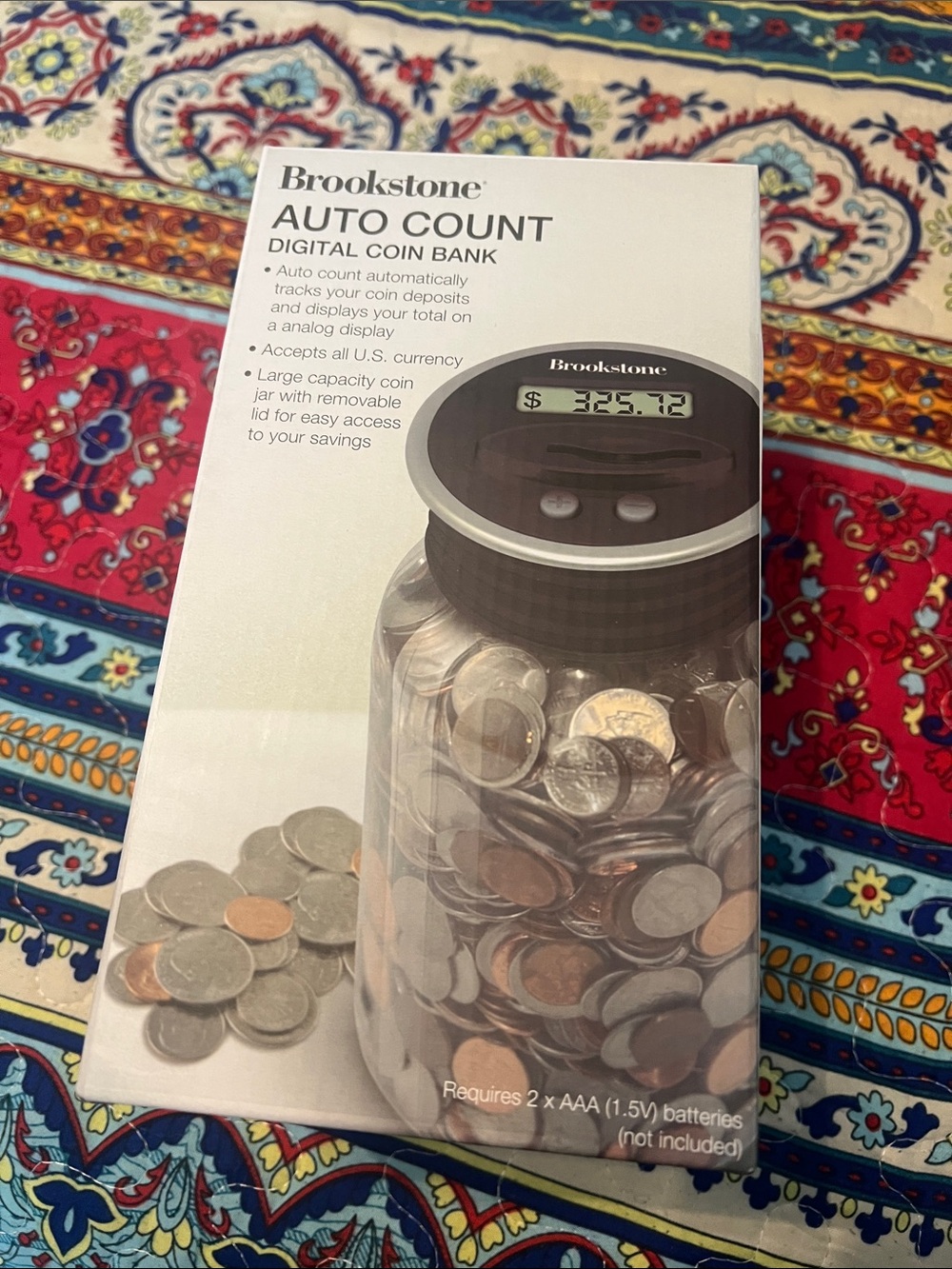 Brookstone Auto Count Digital Coin Bank - Black & Clear Jar